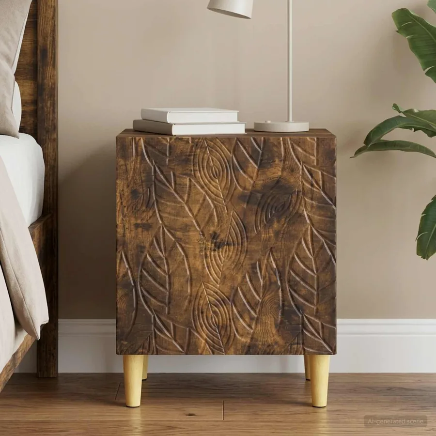 Table de chevet Chêne fumé 43 x 34,5 x 50 cm Bois d'ingénierie