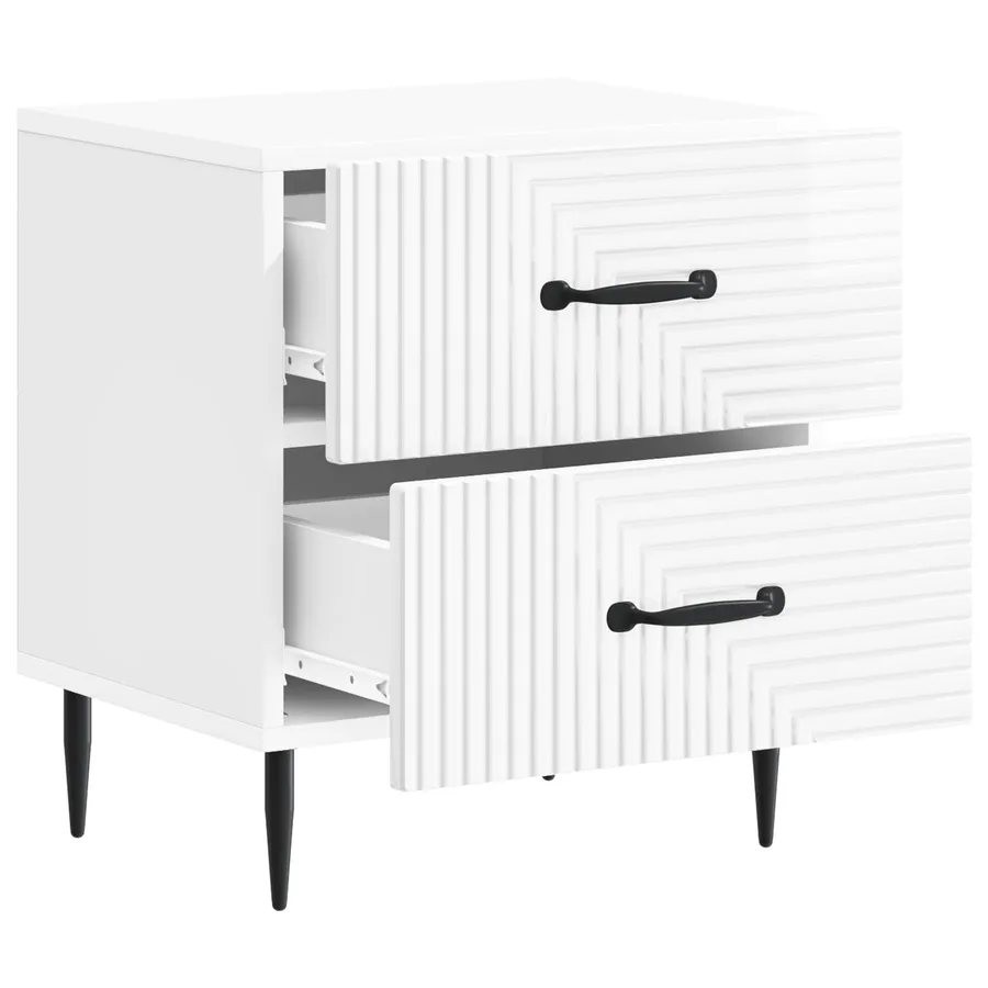 Cabinet de chevet Blanc brillant 43 x 34,5 x 47,5 cm - 4