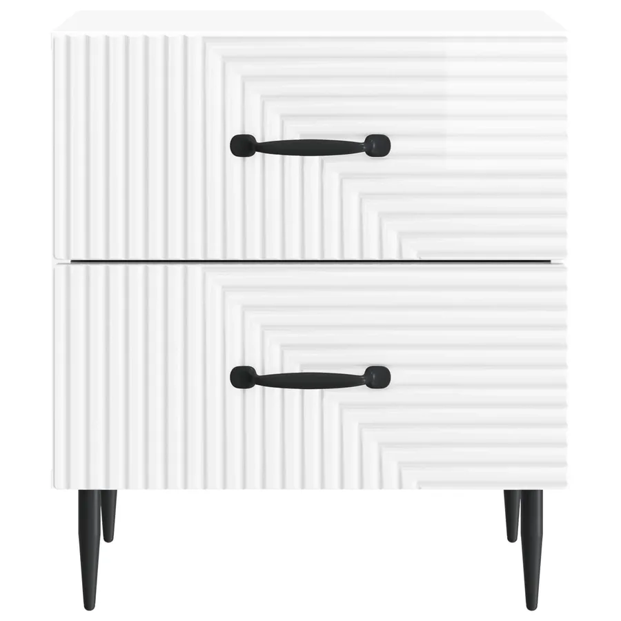 Cabinet de chevet Blanc brillant 43 x 34,5 x 47,5 cm - 5