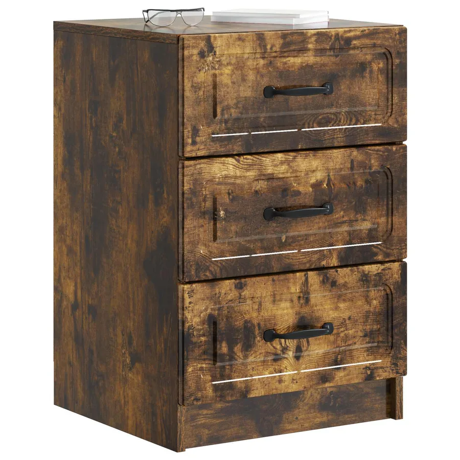 Cabinet de chevet avec tiroir Chêne fumé 43 x 41 x 63,5 cm - 3