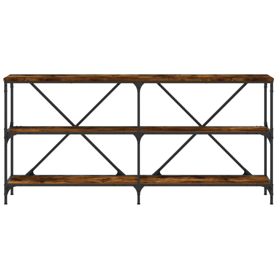 Table console chêne fumé 160x30x75 cm bois d'ingénierie et fer - 4