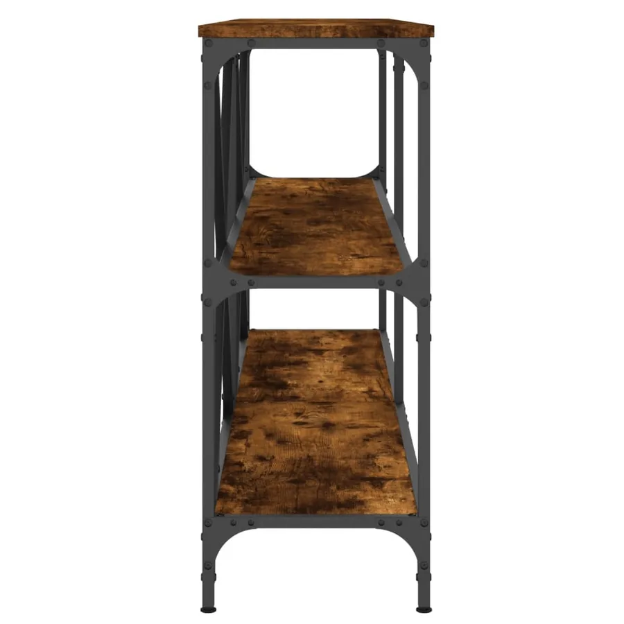 Table console chêne fumé 160x30x75 cm bois d'ingénierie et fer - 5