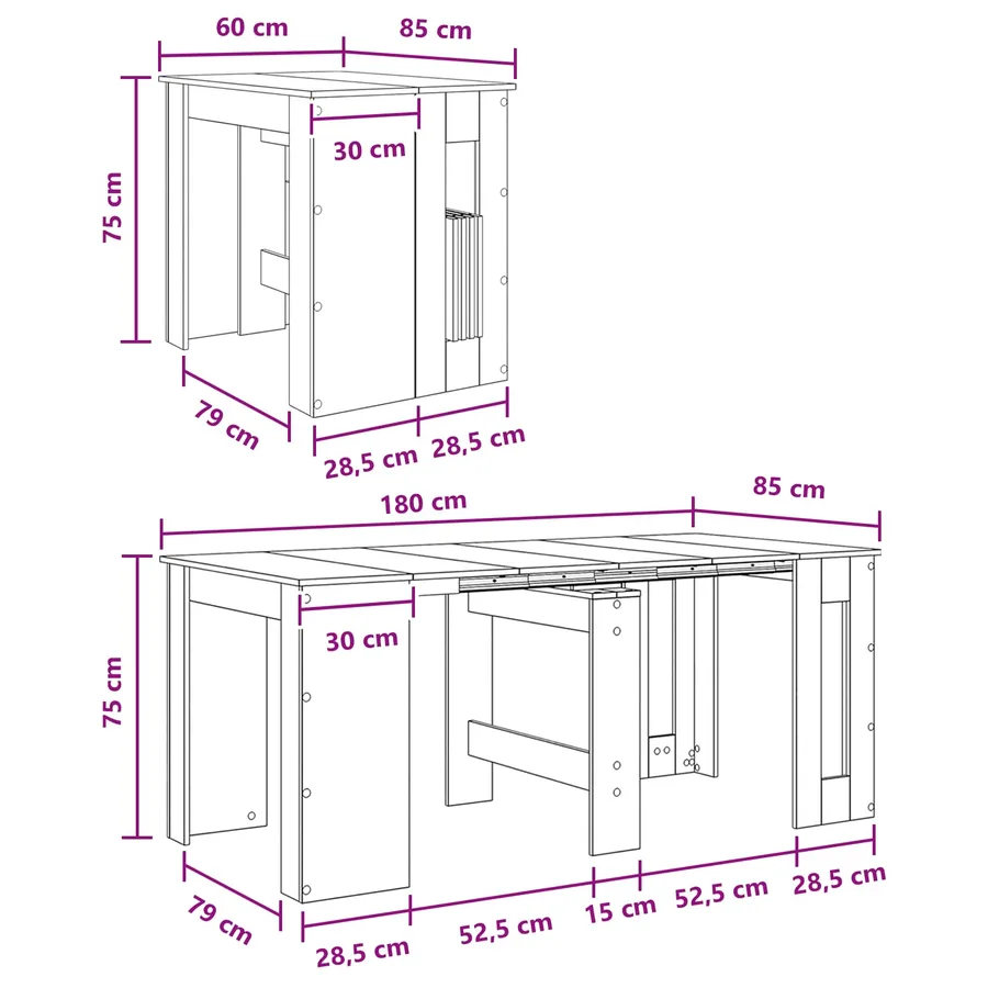 Table à dîner 180 x 85 x 75 cm Bois d'ingénierie Sonoma gris - 11