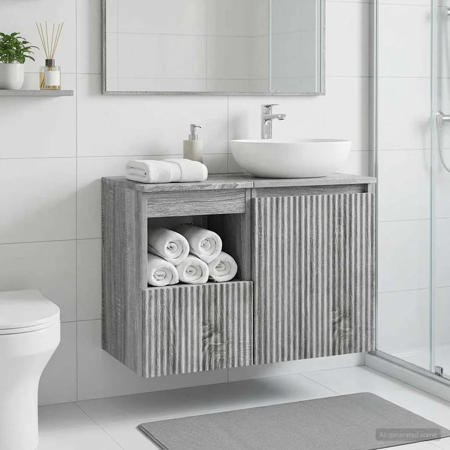 Armoire de salle de bain Sonoma gris 30 x 35 x 50 cm - 4