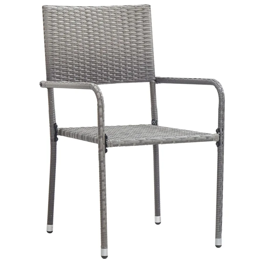 Ensemble à manger de jardin 3pcs gris/noir résine tressée/acier - 4
