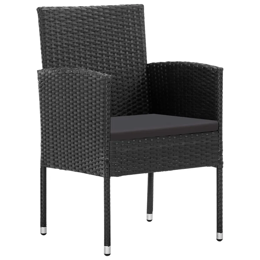 Ensemble à manger de jardin 5 pcs noir résine tressée et acier - 4