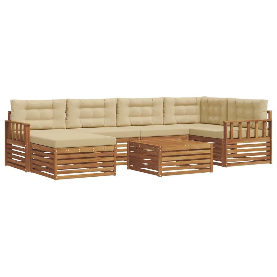 Ensemble de canapés d'extérieur 7 pcs Naturel et Beige - 2