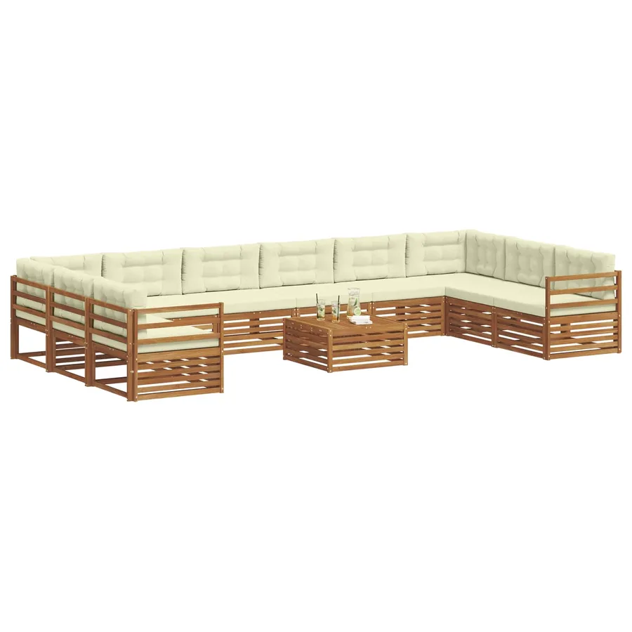 Ensembles de canapés avec coussin 11 pcs Naturel et Crème - 3