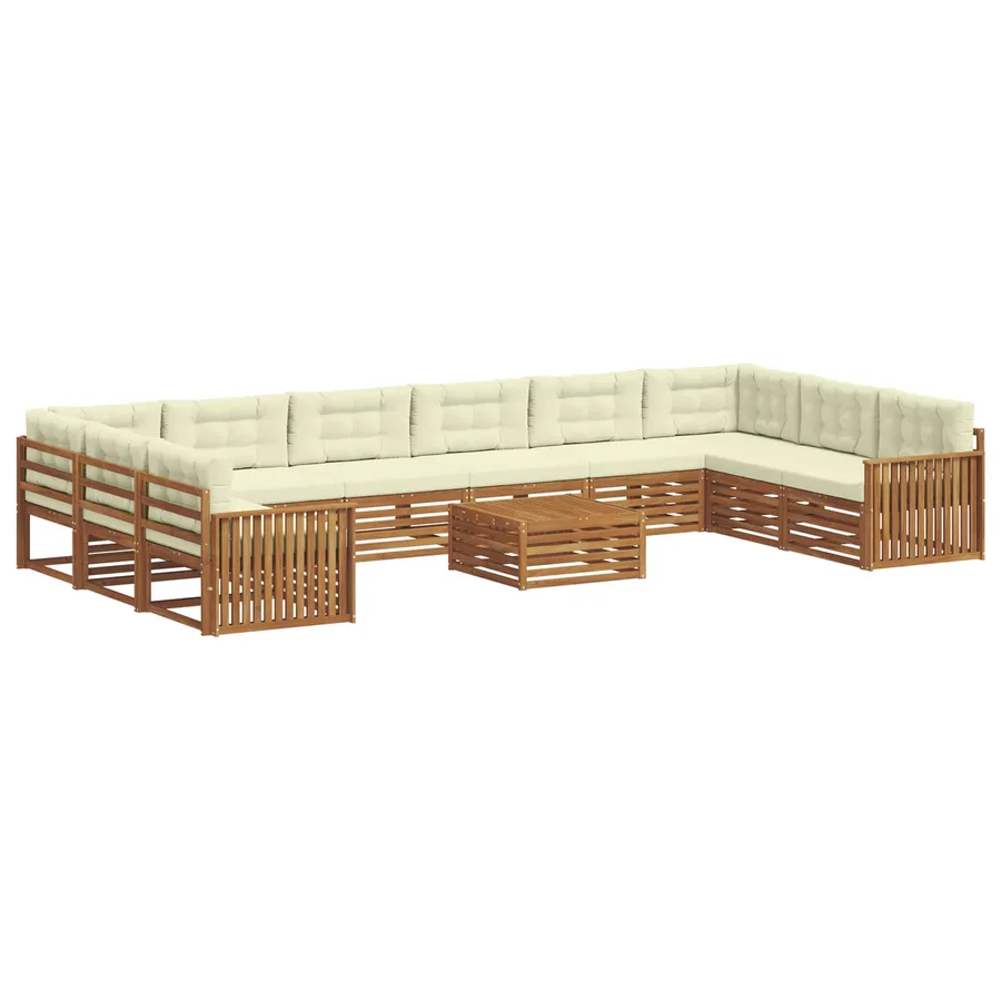 Ensembles de canapés avec coussin 11 pcs Naturel et Crème - 2