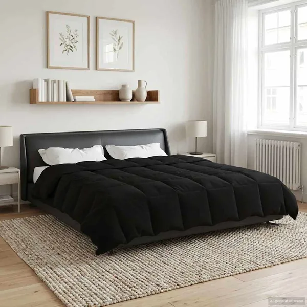 Duvet d'été simple Matelassé Noir 200 x 240 cm Microfibre