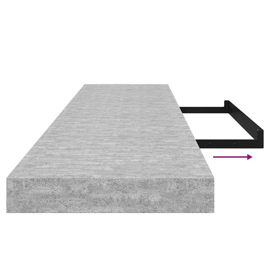 Étagères murales flottantes 2 pcs gris béton 120x23,5x3,8cm MDF - 11