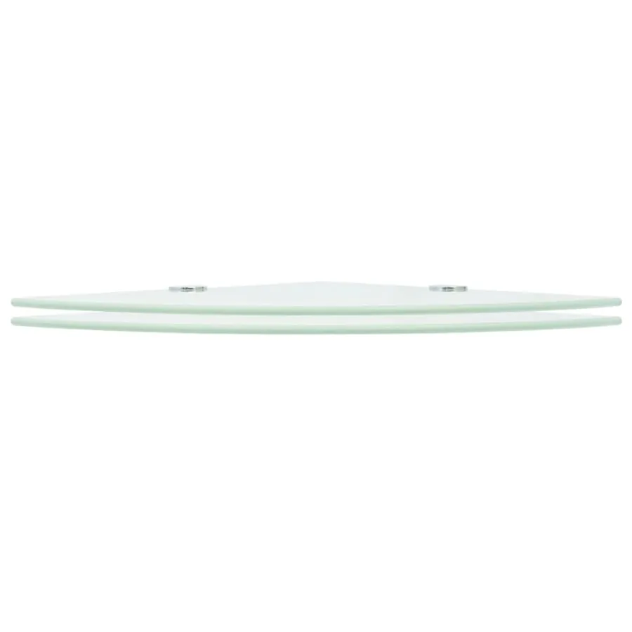 Étagères d'angle 2 pcs et supports chromés Verre Blanc 25x25 cm - 2