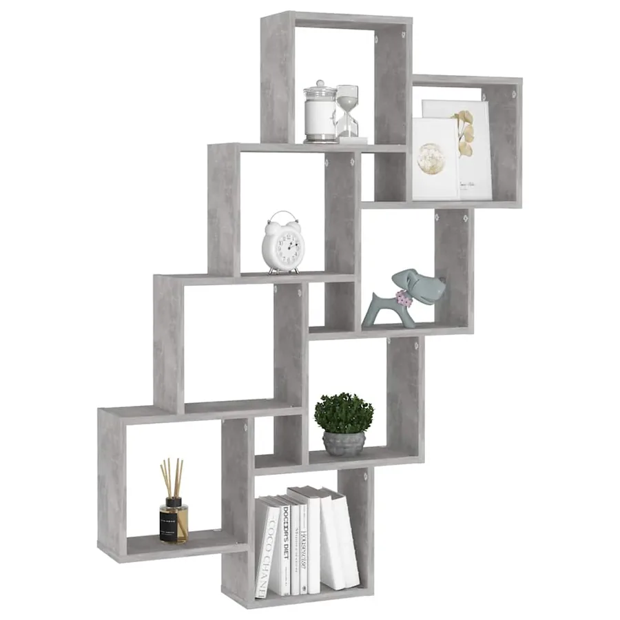 Étagère murale cube Gris béton 90x15x119 cm Bois d’ingénierie - 3
