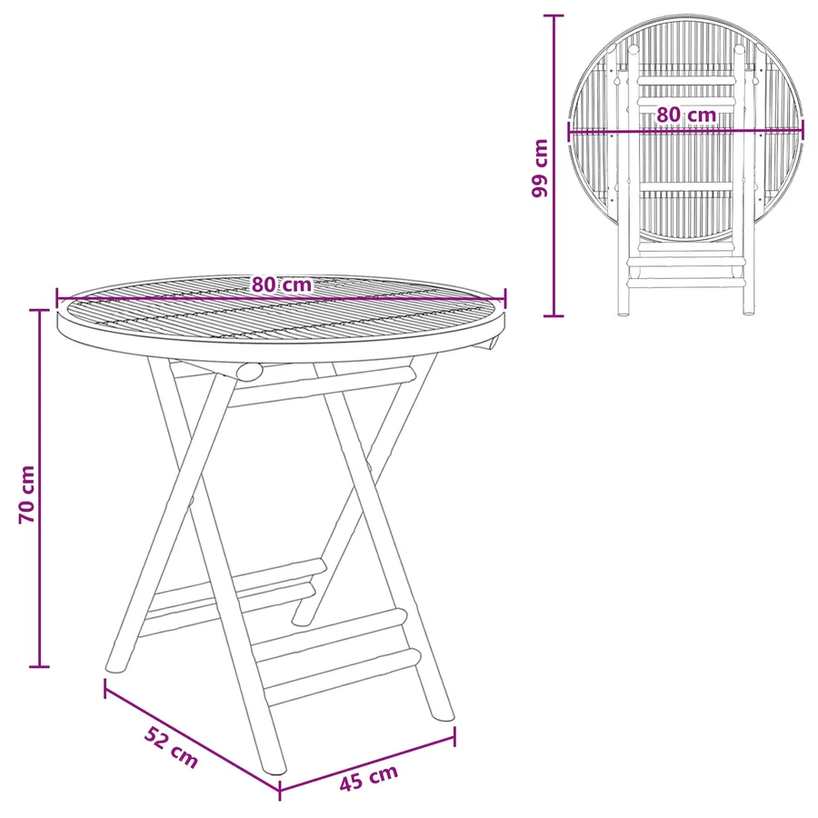 Table de Jardin Naturel 80 x 70 cm Bambou - 9