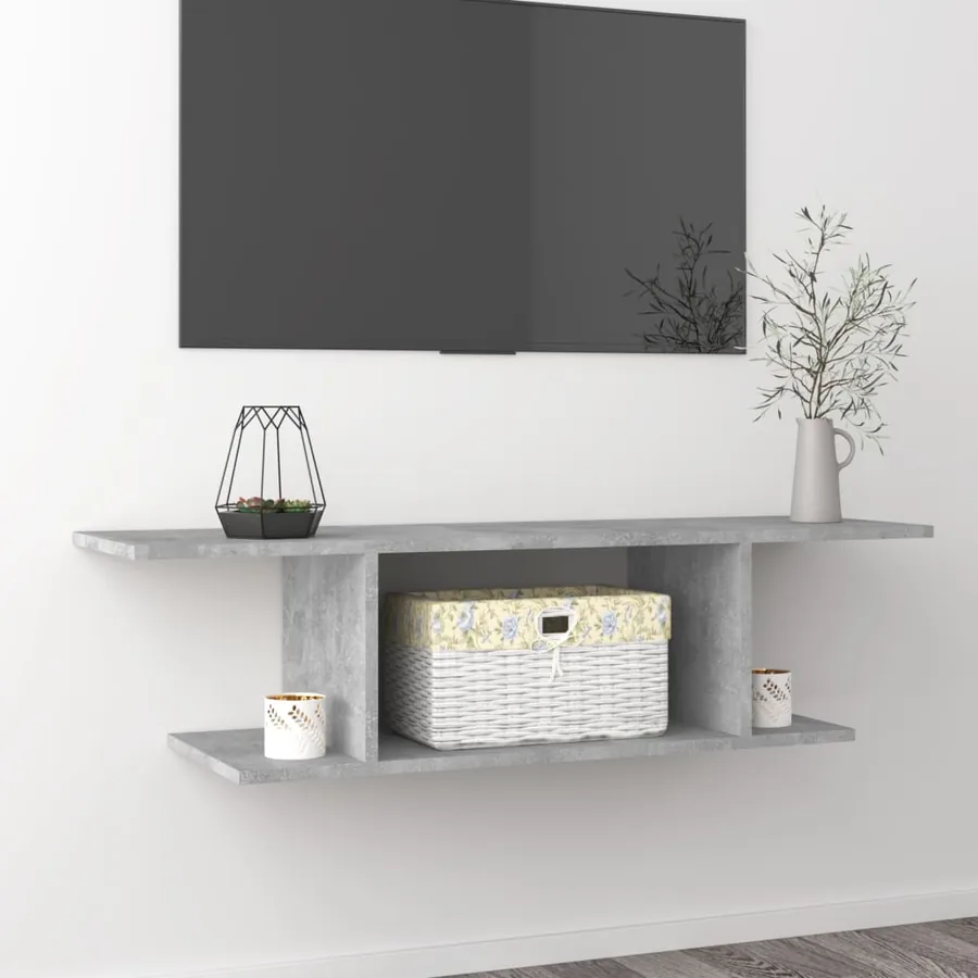 Meuble TV mural Gris béton 103x30x26,5 cm