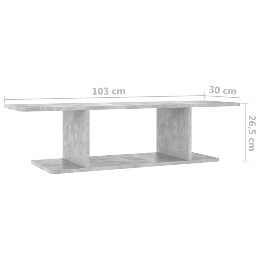 Meuble TV mural Gris béton 103x30x26,5 cm - 6