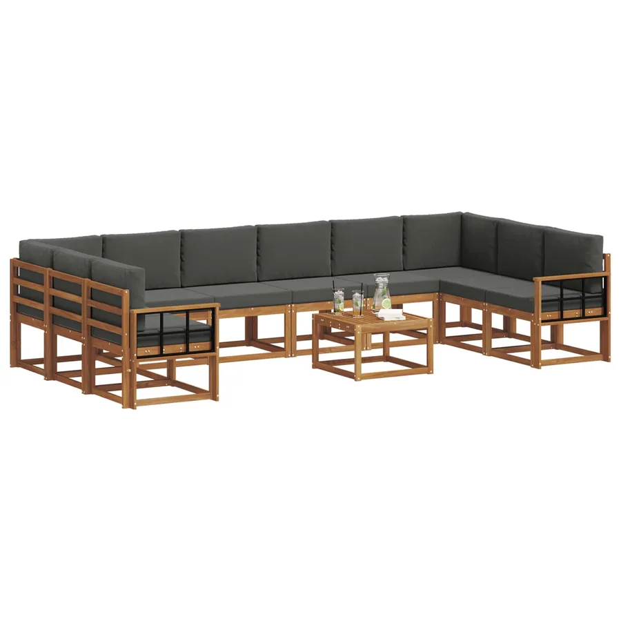 Ensemble de canapés d'extérieur 11 pcs Naturel et Anthracite - 3