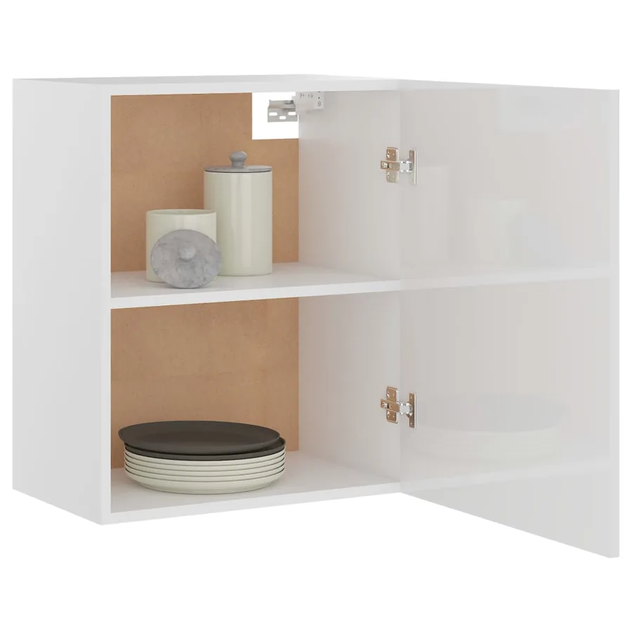 Armoire suspendue "Lyon" Blanc brillant 50 x 31 x 60 cm Bois d'ingénierie - 4