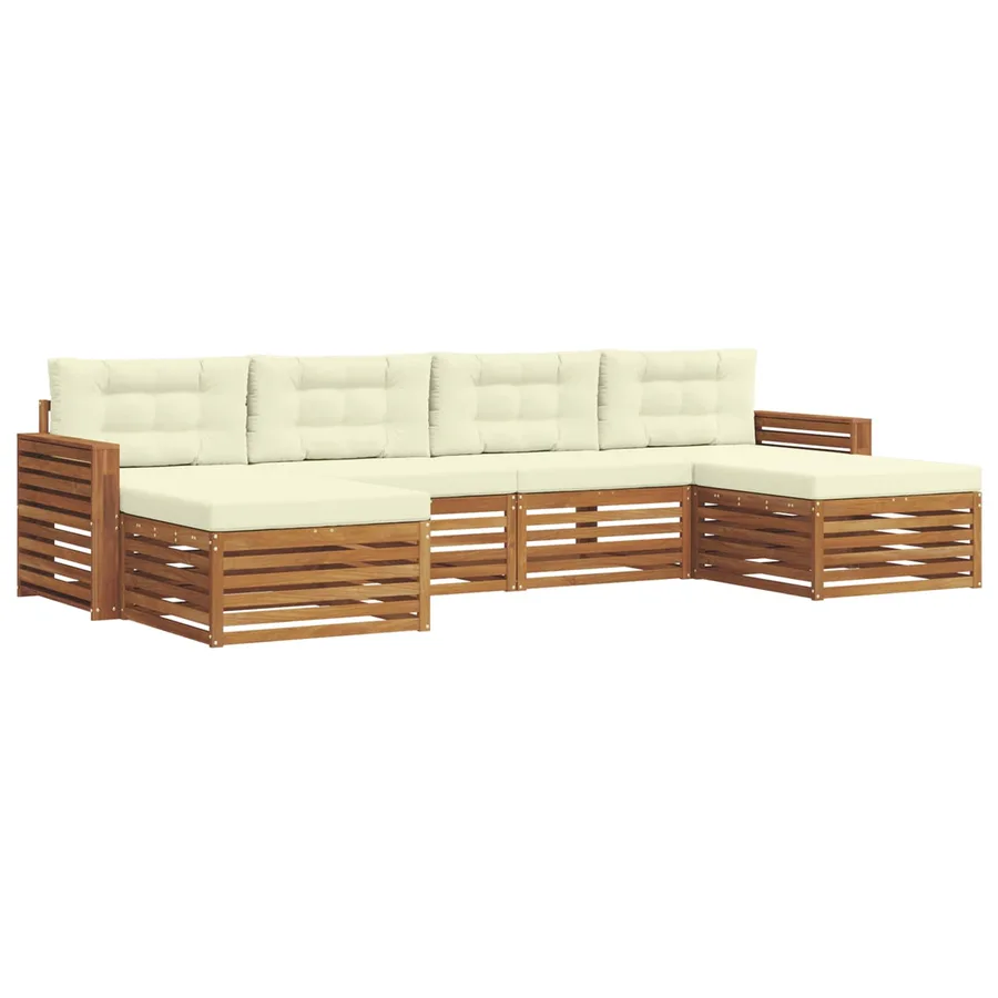 Ensembles de canapés avec coussin 6 pcs Naturel et Crème - 2