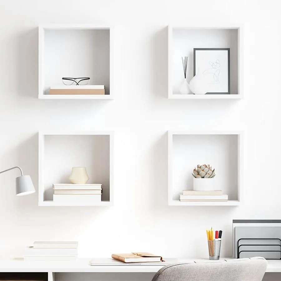 Étagères cube murales 4 pcs blanc 30x15x30 cm