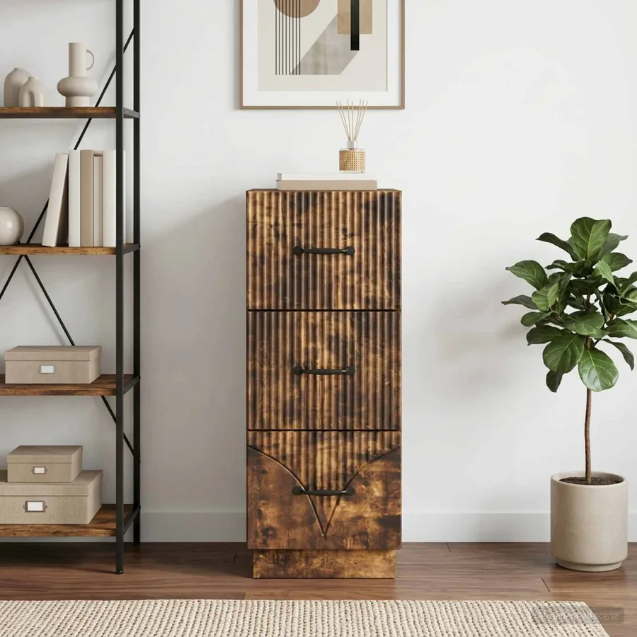 Armoire à tiroirs Chêne fumé 33 x 34,5 x 87 cm