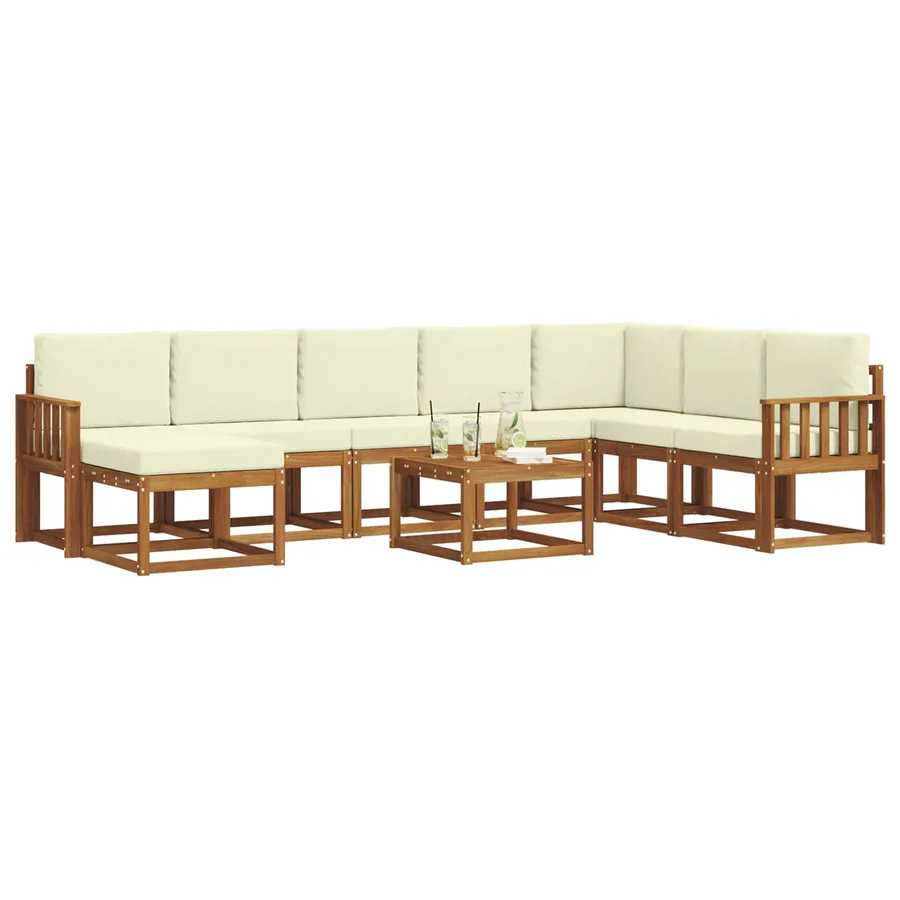 Ensemble de canapés d'extérieur 9 pcs Naturel et Crème - 3