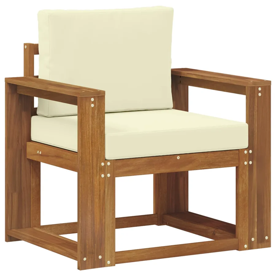 Canapé d’extérieur Bois d'acacia massif et polyester Naturel - 2