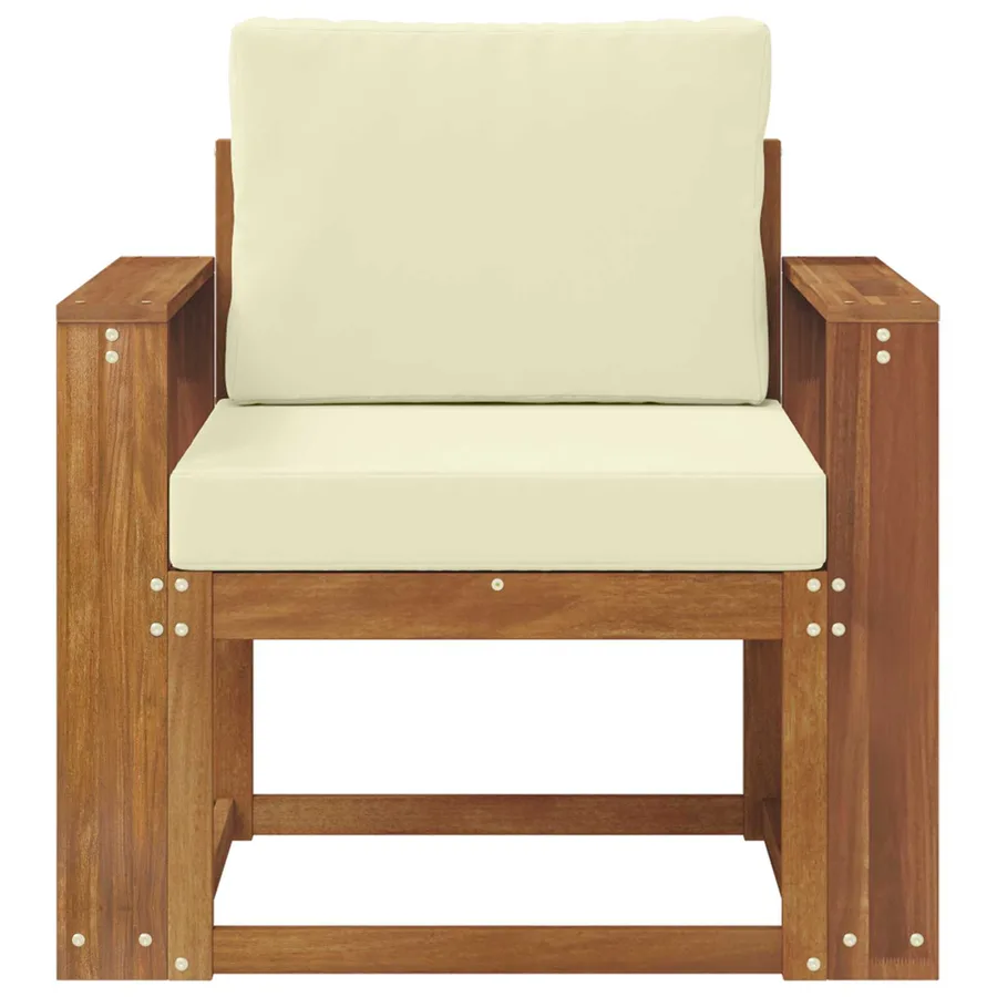 Canapé d’extérieur Bois d'acacia massif et polyester Naturel - 3