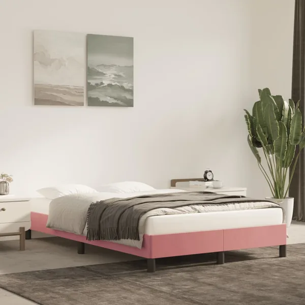 Cadre de lit sans matelas rose 120x200 cm velours