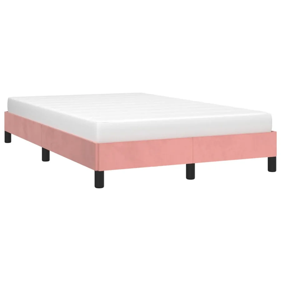 Cadre de lit sans matelas rose 120x200 cm velours - 4