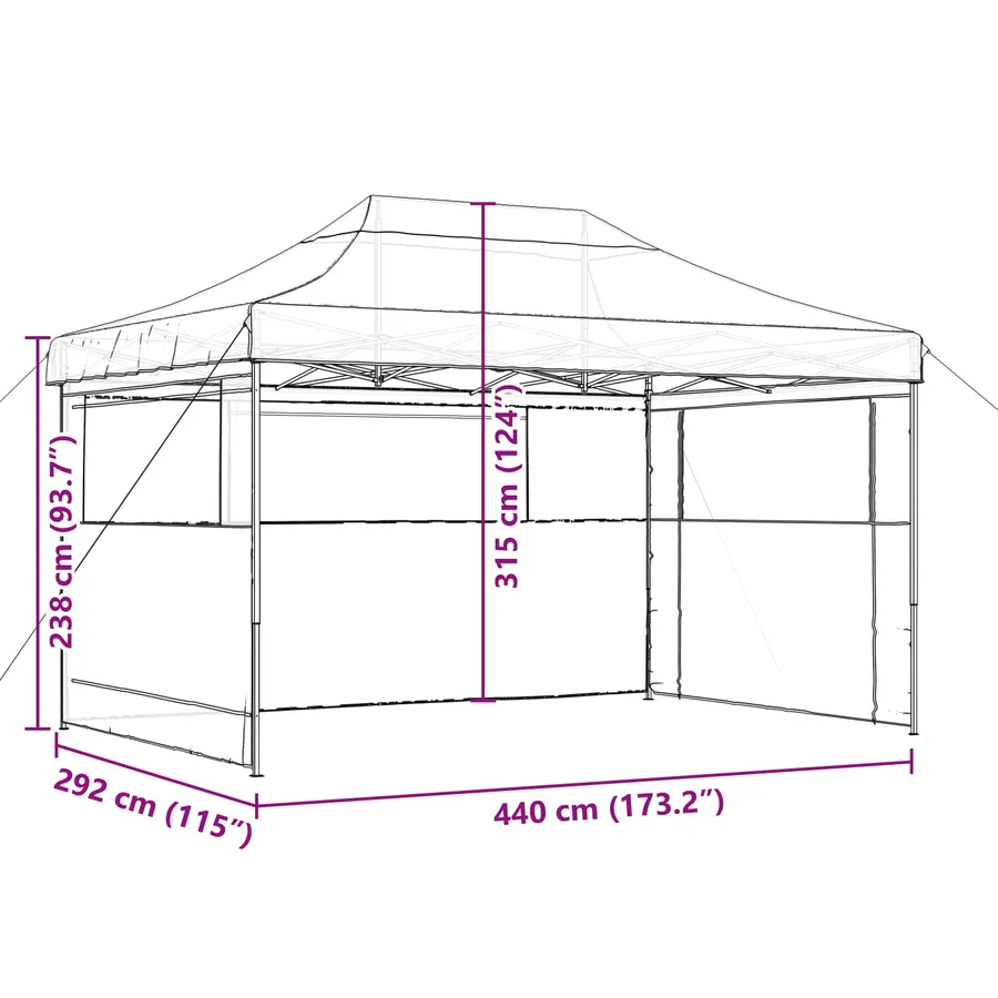 Tente de fête Orange 292 x 440 x 315 cm Tissu Oxford - 11