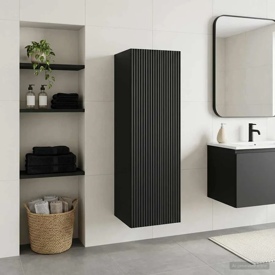 Cabinet de Salle de Bain Mural Noir 33 x 34,5 x 60 cm