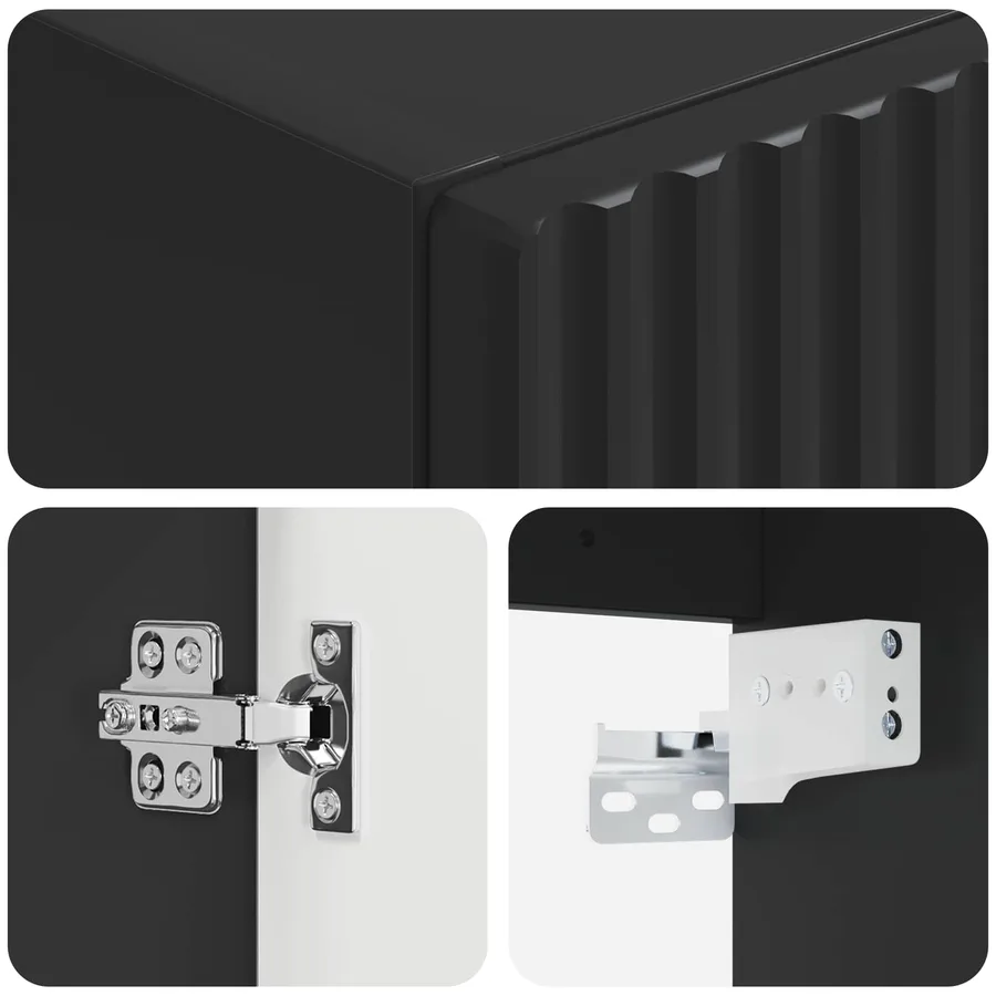Cabinet de Salle de Bain Mural Noir 33 x 34,5 x 60 cm - 6