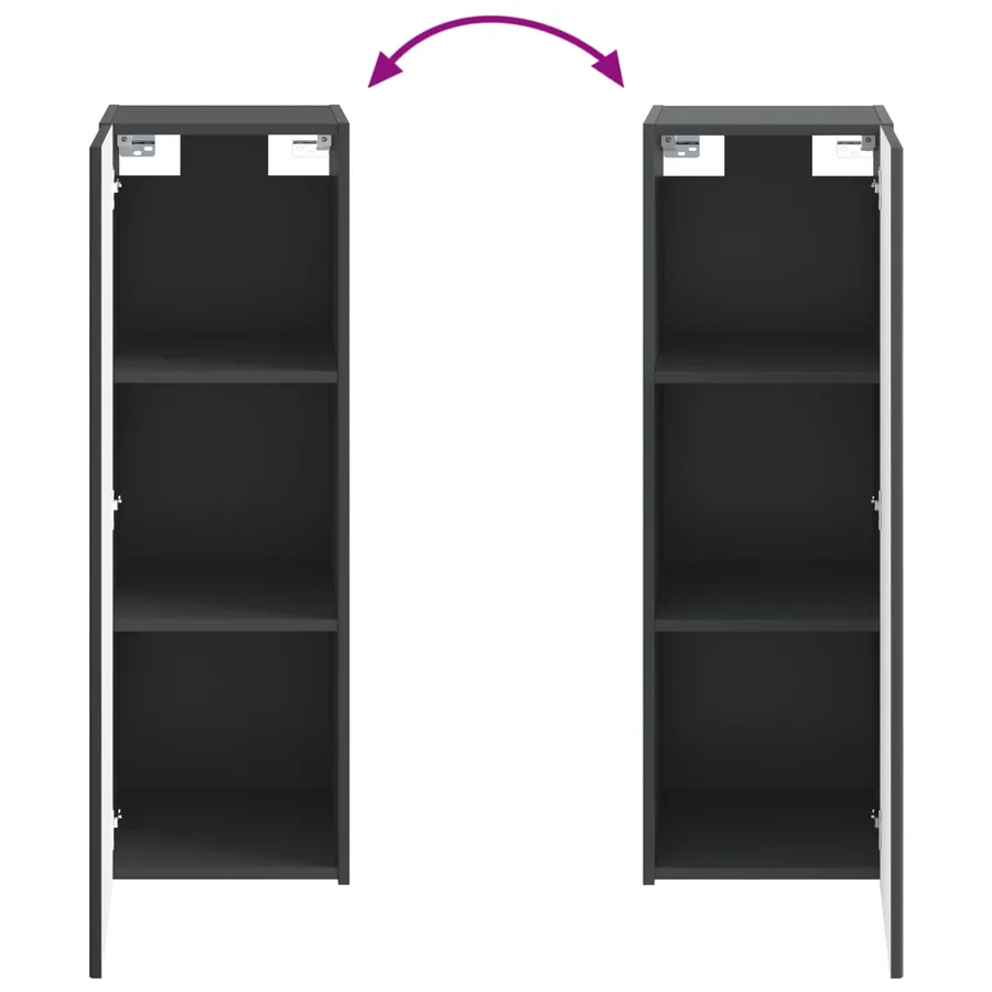 Cabinet de Salle de Bain Mural Noir 33 x 34,5 x 60 cm - 7