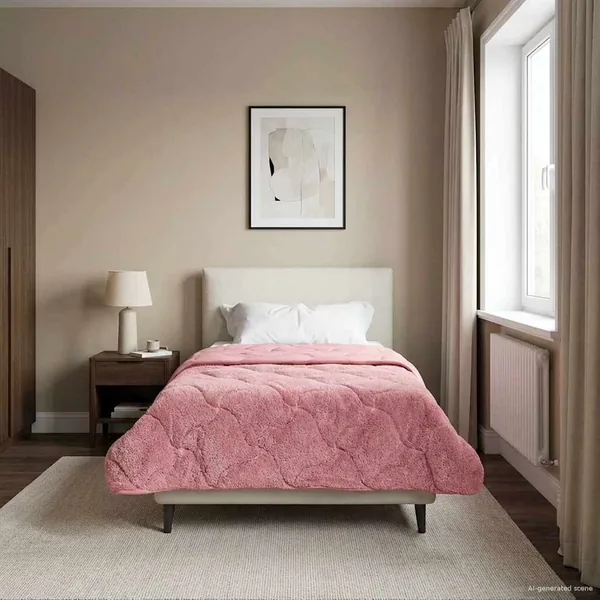 Duvet d'hiver Rose 140 x 220 cm Microfibre et polaire Teddy