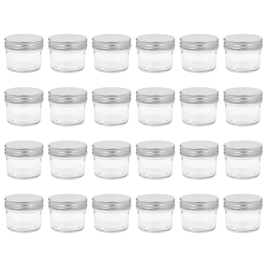 24 pcs Pots à confiture avec couvercles argentés Verre 110 ml - 2