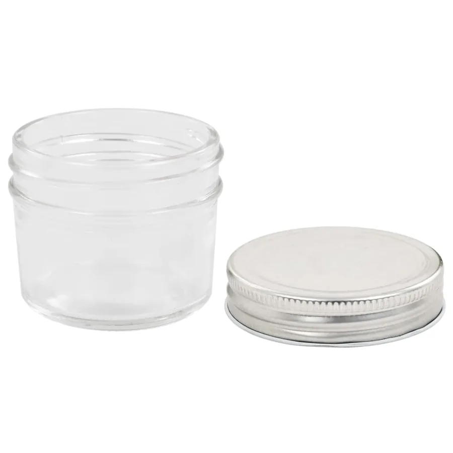24 pcs Pots à confiture avec couvercles argentés Verre 110 ml - 5