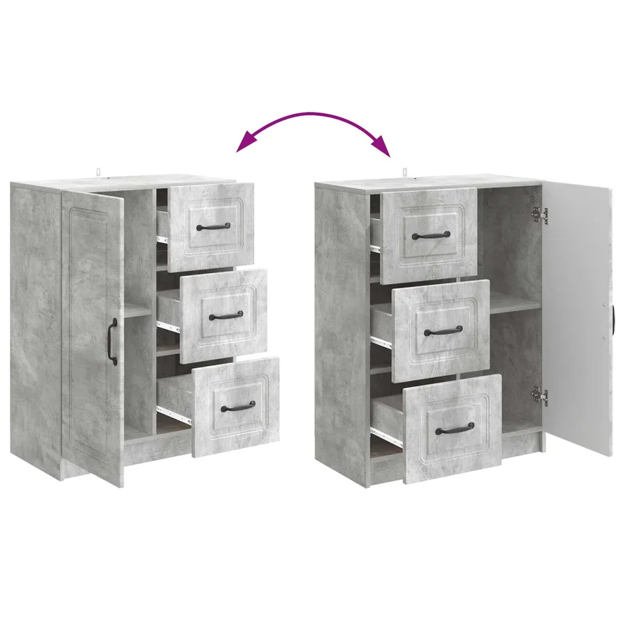 Buffet Gris béton 66 x 34,5 x 87 cm Bois d'ingénierie - 10