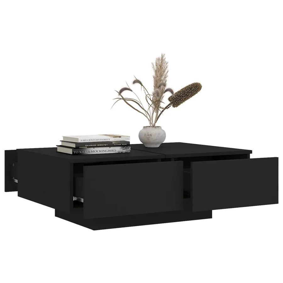 Table basse Noir 90x60x31 cm Bois d’ingénierie - 6