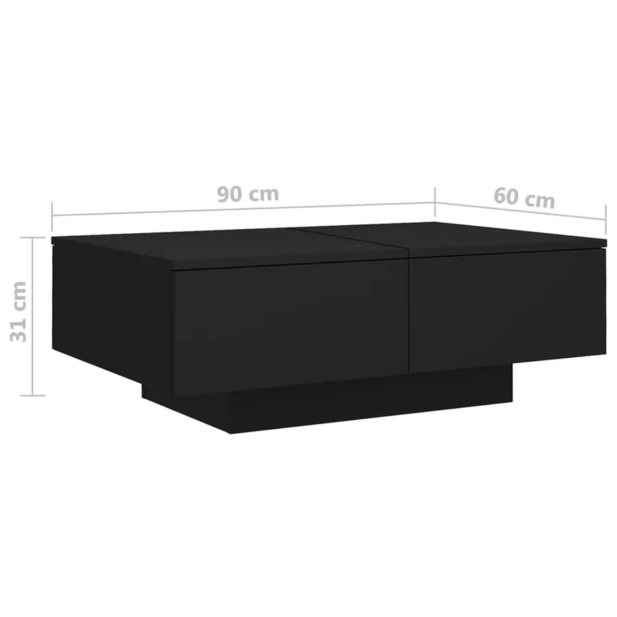 Table basse Noir 90x60x31 cm Bois d’ingénierie - 7