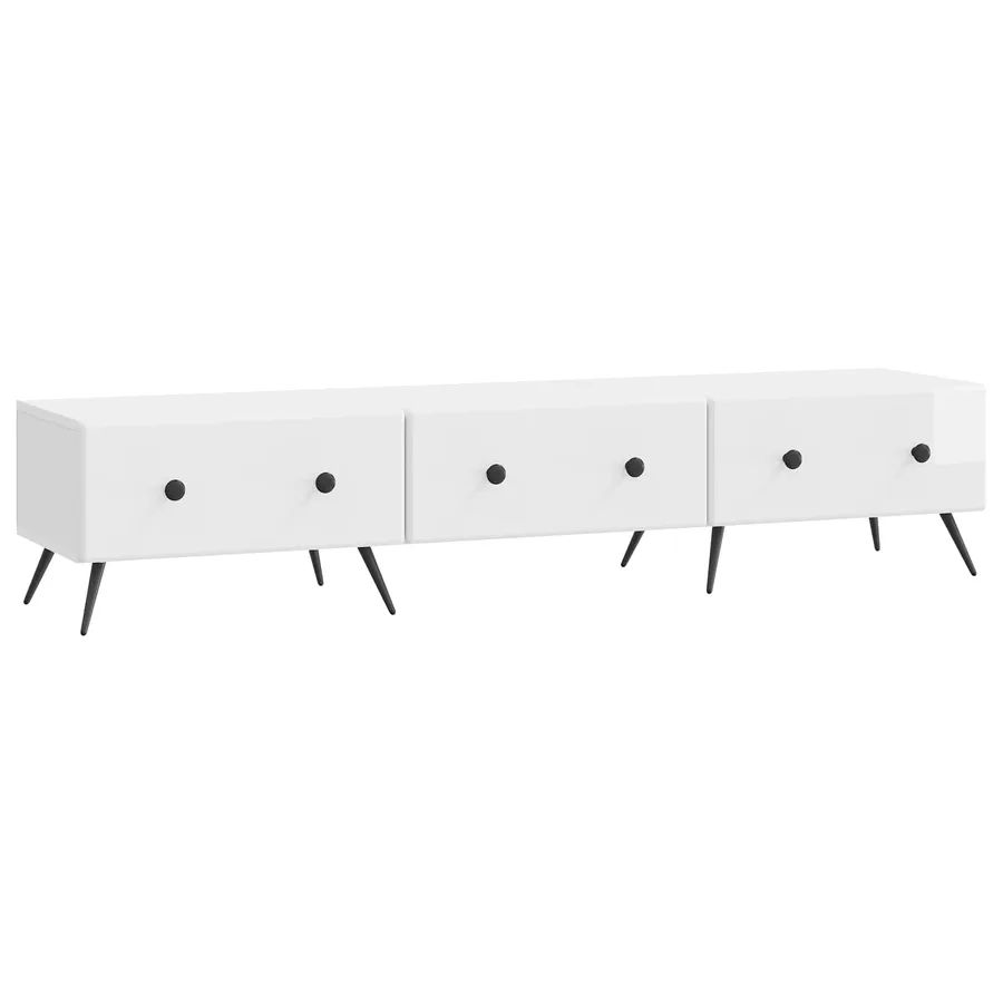 Meuble TV Blanc brillant 147 x 34,5 x 30 cm Bois d'ingénierie - 2