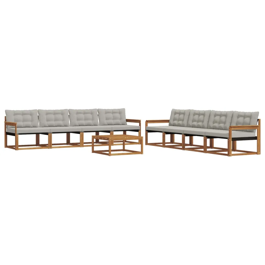 Ensemble de canapés d'extérieur 9 pcs Gris Naturel et Clair - 2