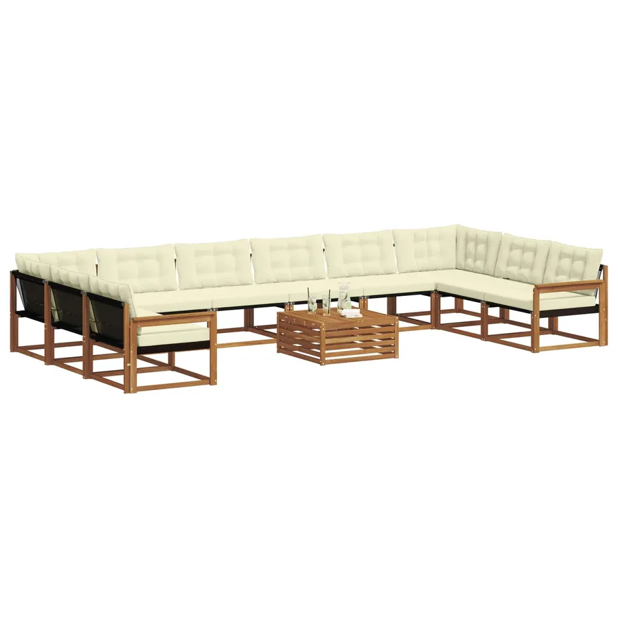 Ensemble de canapés d'extérieur 11 pcs Naturel et Crème - 3