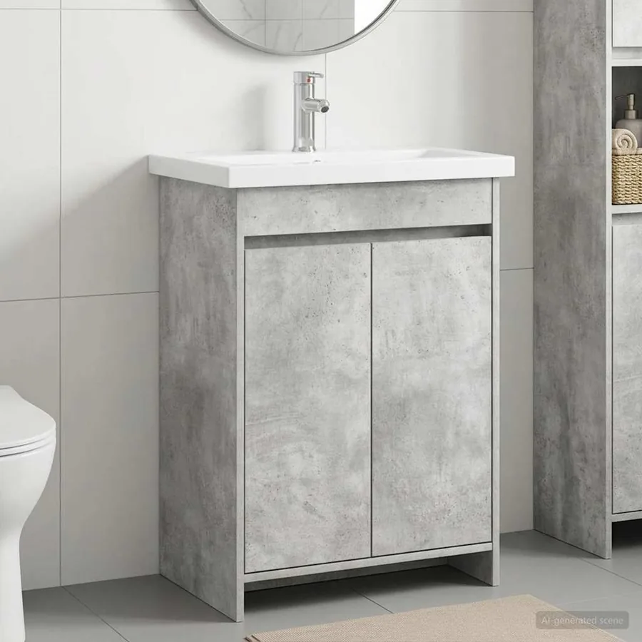 Ensemble de mobilier de salle de bain Gris béton
