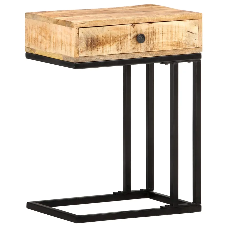 Table d'appoint en forme d'U 45x30x61cm Bois de manguier massif - 10