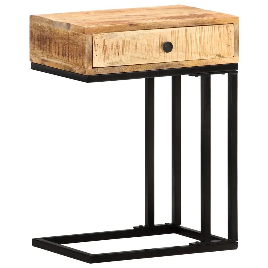 Table d'appoint en forme d'U 45x30x61cm Bois de manguier massif - 11