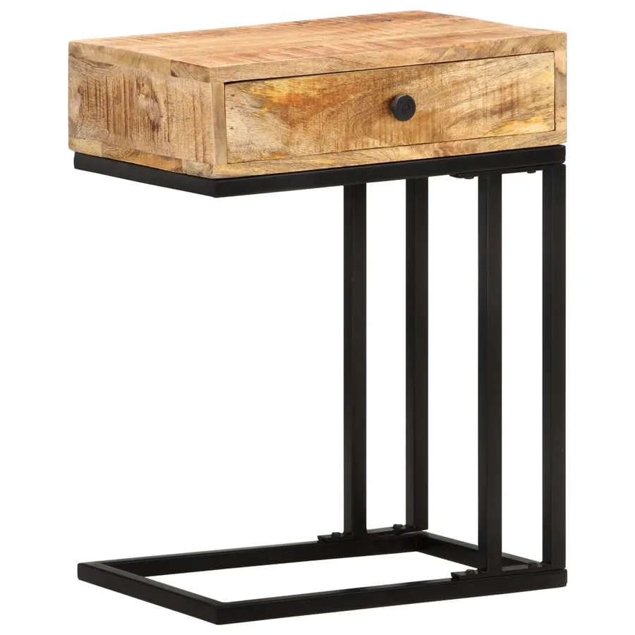 Table d'appoint en forme d'U 45x30x61cm Bois de manguier massif - 12
