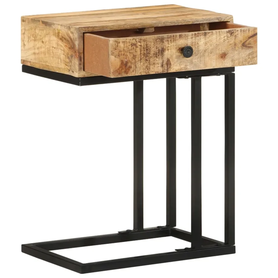Table d'appoint en forme d'U 45x30x61cm Bois de manguier massif - 2