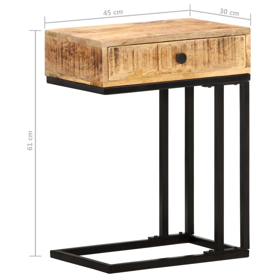 Table d'appoint en forme d'U 45x30x61cm Bois de manguier massif - 9