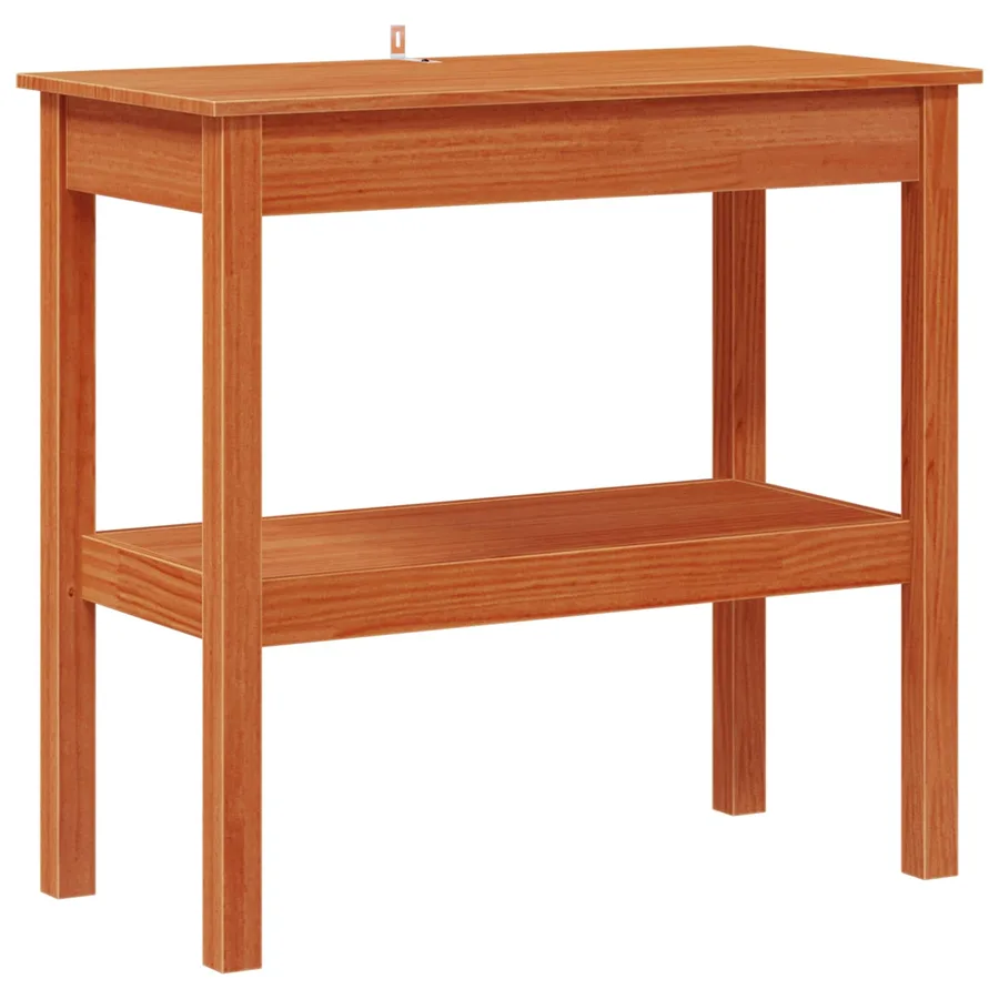 Table console avec étagère Brun Ciré 80 x 40 x 75 cm Pin massif - 2